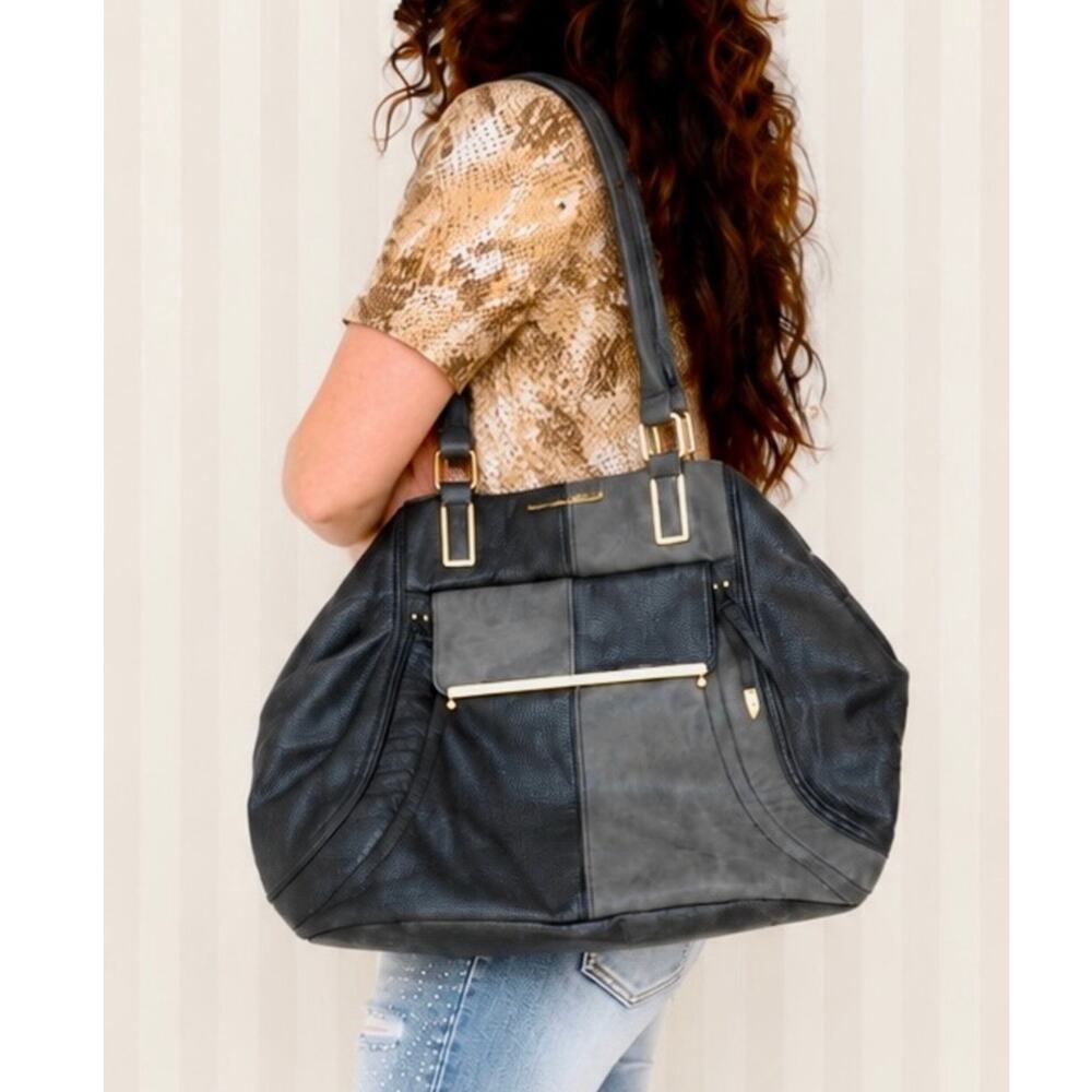 Steve Madden Black Faux Leather Tote Bag